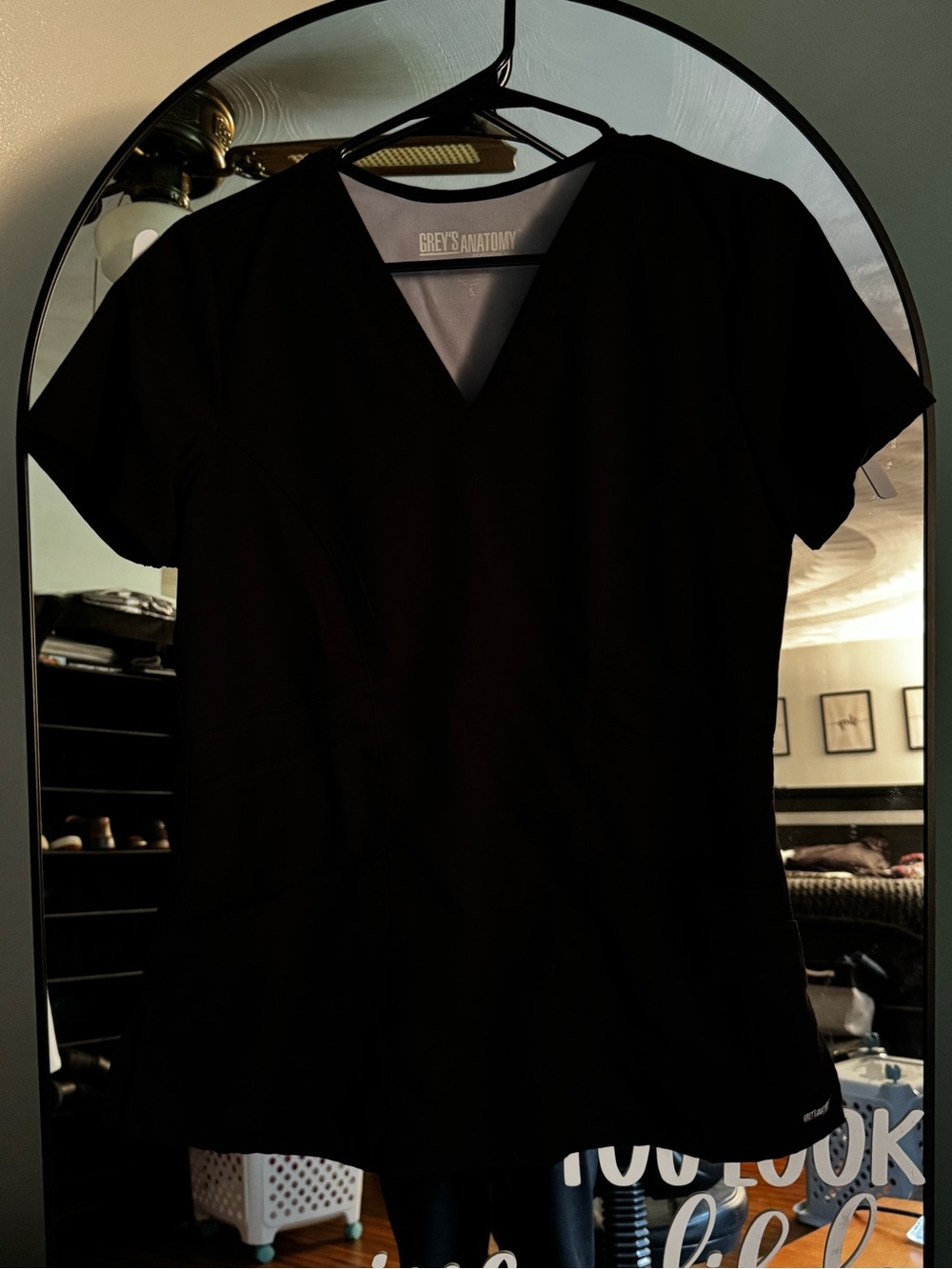 Grey's Anatomy Black V-Neck Short Sleeve Scrub Top